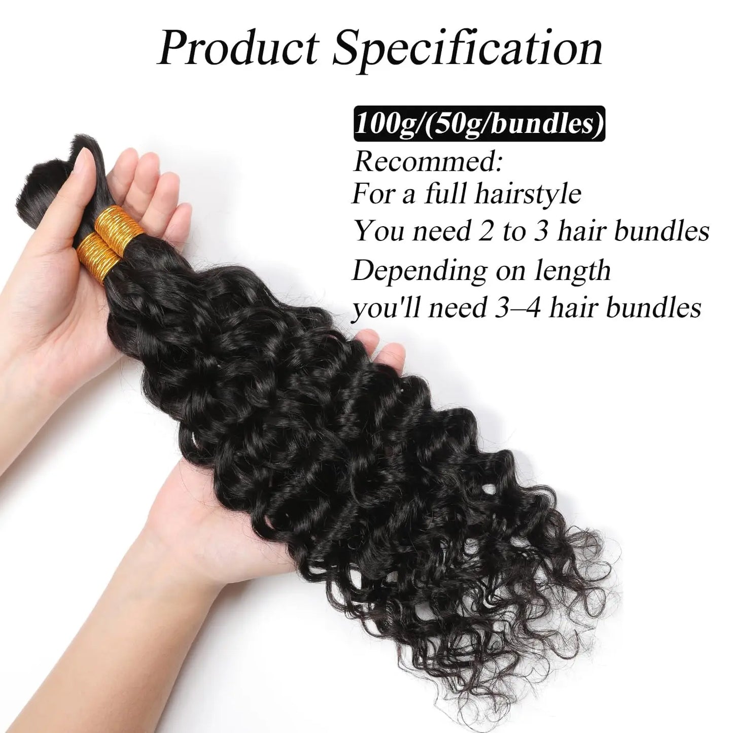 Deep Wave Human Braiding Hair 100% Unprocessed Human Hair Braiding Hair No Weft 18 Inch Curly Bulk Human Hair for Braiding #1B