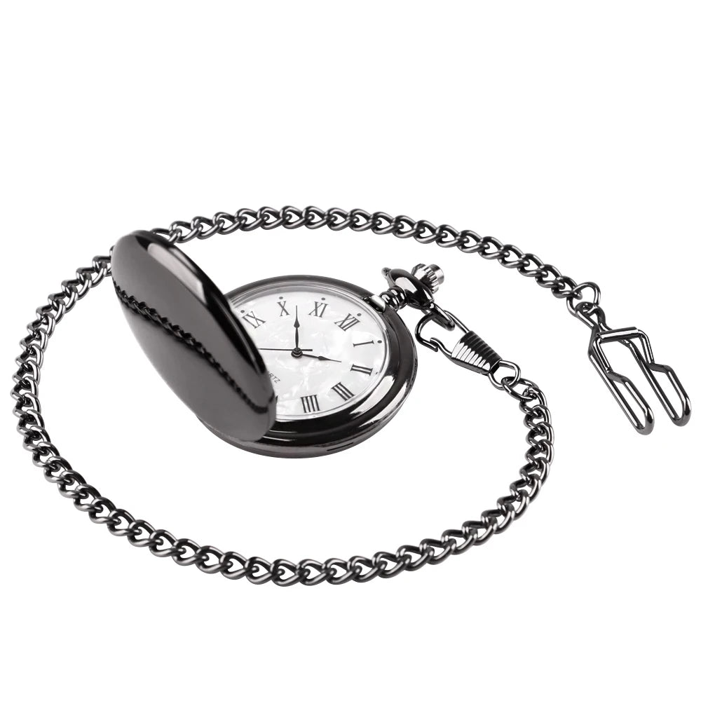 Fashion 37CM Fob Chain Smooth steel Quartz Pocket Watch Vintage Roman Nmber Dial Pendant Fob Watch Gifts Clock reloj de bolsillo