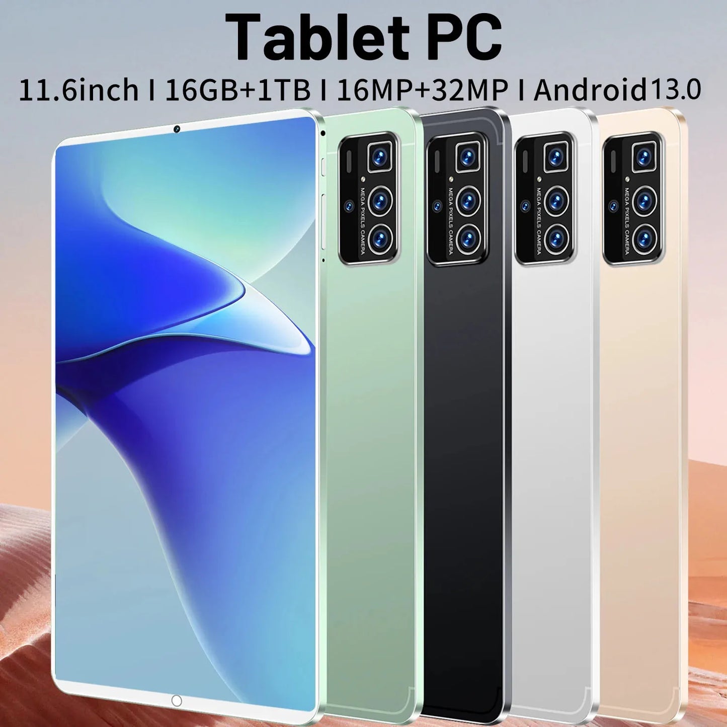 2024 5G Tablet Android 13.0 Brand New 11.6 inch 16GB RAM 1TB ROM Tablet 16MP 32MP 12000mAh 10Core WIFI Bluetooth Network Tablet