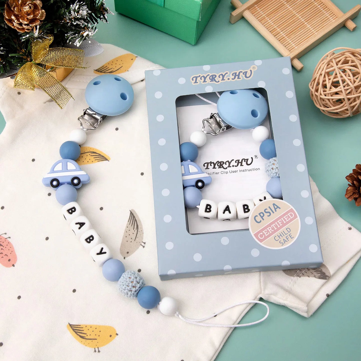 TYRY.HU 1pc DIY Silicone Baby Pacifier Clip Personalised Name Colorful Pacifier Chain Teething BPA Free Silicone Abacus Dummy