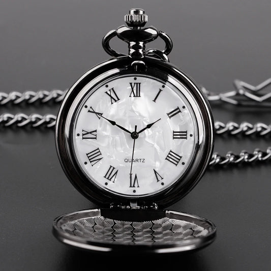 Fashion 37CM Fob Chain Smooth steel Quartz Pocket Watch Vintage Roman Nmber Dial Pendant Fob Watch Gifts Clock reloj de bolsillo