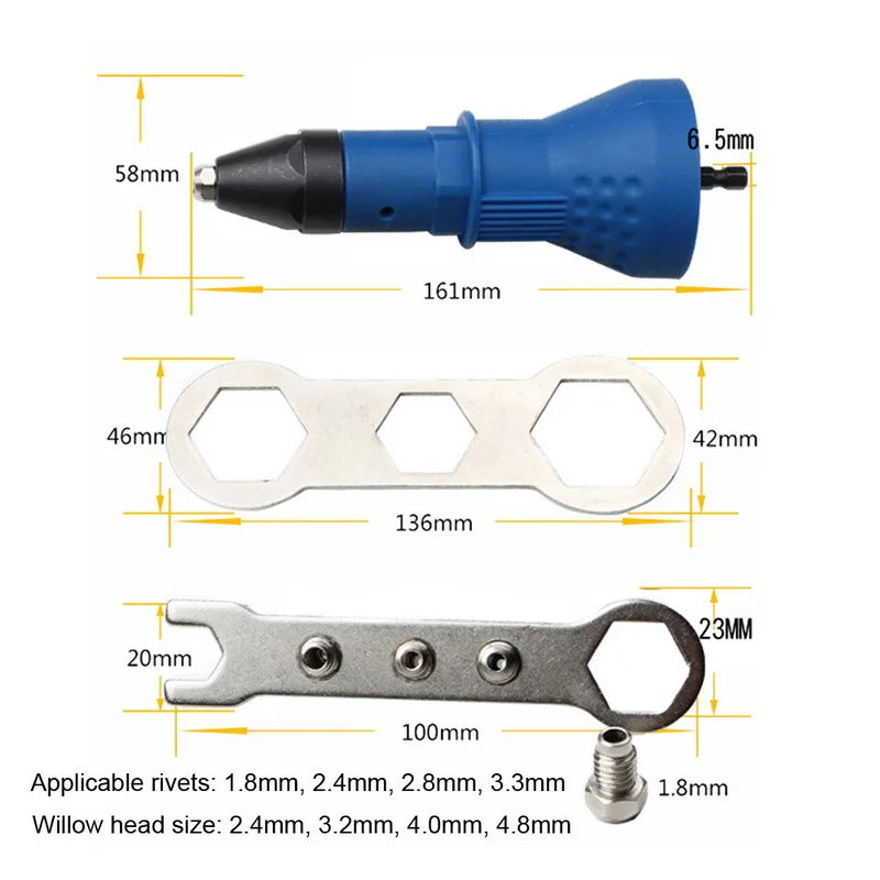 Electric Rivet Nut Gun Pull Drill Riveter Conversion Adapter For Cordless Rivete Nozzle Nut Tool Multifunction Nail Gun Tool