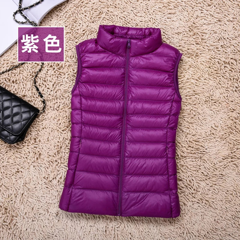 Ultralight Down Vest Women 2021 New Sleeveless Women Duck Down Waistcoat Puffy Padded Warm Vest Jacket Windproof Warm Portable