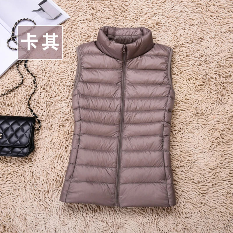 Ultralight Down Vest Women 2021 New Sleeveless Women Duck Down Waistcoat Puffy Padded Warm Vest Jacket Windproof Warm Portable