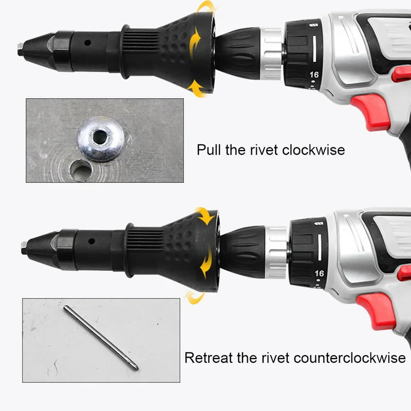 Electric Rivet Nut Gun Pull Drill Riveter Conversion Adapter For Cordless Rivete Nozzle Nut Tool Multifunction Nail Gun Tool