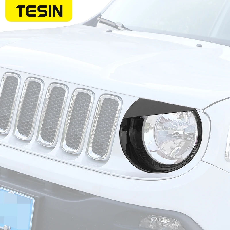 TESIN Lamp Hoods for Jeep Renegade Car Headlight Lamp Decoration Cover for Jeep Renegade 2016 2017 2018 Exterior Accessories