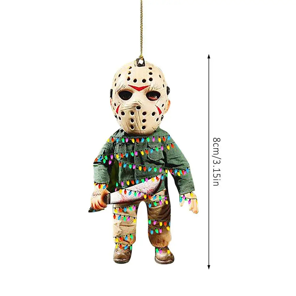 Christmas Tree Ornaments Halloween Christmas Horror Doll Flat Pendants Nightmare Doll Decoration For Christmas Halloween Party