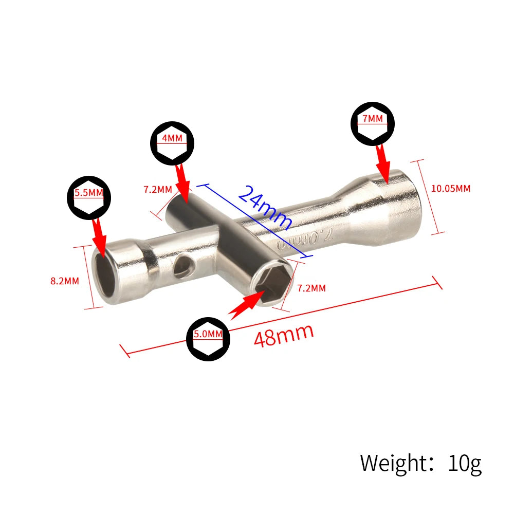 KINGROON 3D Printer Nozzle Tool 4in1 M2 M2.5 M3 M4 Screw Nut Hexagonal Cross Wrench For E3D V6 MK8 Nozzles Mini Spanner