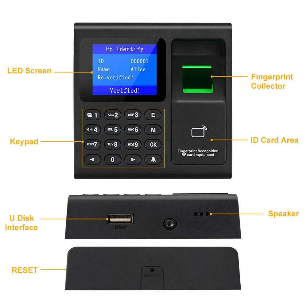 YiToo F30 Fingerprint Attendance Machine RFID Keypad Access Control Electric Time Clock Recorder USB Data Manage with Keys