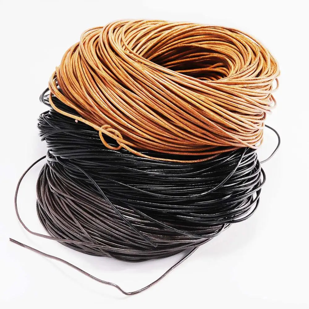 5 Meters/Lot 1-6mm Genuine Cow Leather Round Thong Cord DIY Bracelet Findings Rope String For Jewelry Making