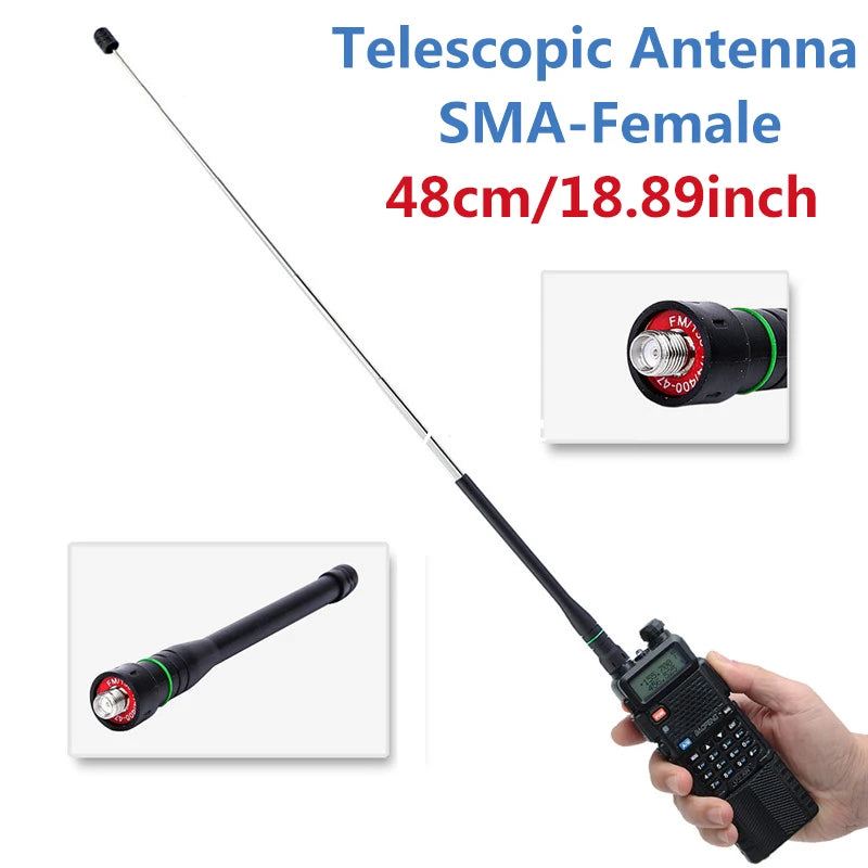 ABBREE AR-775 Telescopic Antenna SMA-Female/Male/BNC Dual Band Antenna For Quansheng UV K5 K6 Baofeng UV-5R BF-888S 21 Ham Radio