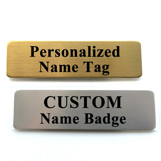 70*20MM Customized Brooch Pin Personalized Engraved Your Text Logo Business ID Plate Steel Metal Letterbox Tape Tag Name Badges