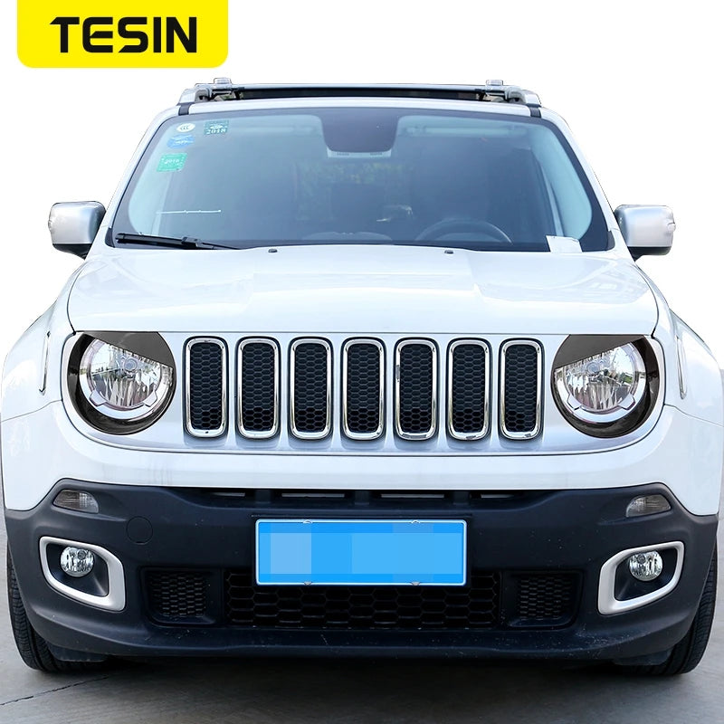 TESIN Lamp Hoods for Jeep Renegade Car Headlight Lamp Decoration Cover for Jeep Renegade 2016 2017 2018 Exterior Accessories