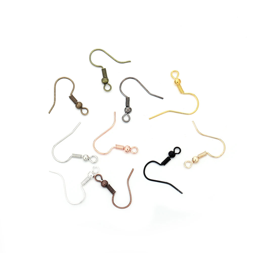 100/300pcs/Lot Hypoallergenic Earring Hook Kit Mix-color Ear Wires Fish Hooks Open Jump Rings Earplugs For DIY Jewelry Making