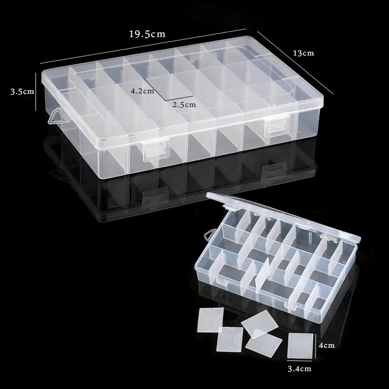 Transparent Plastic Storage Jewelry Box Compartment Adjustable Container For Beads Earring Box For Jewelry Rectangle Box Case