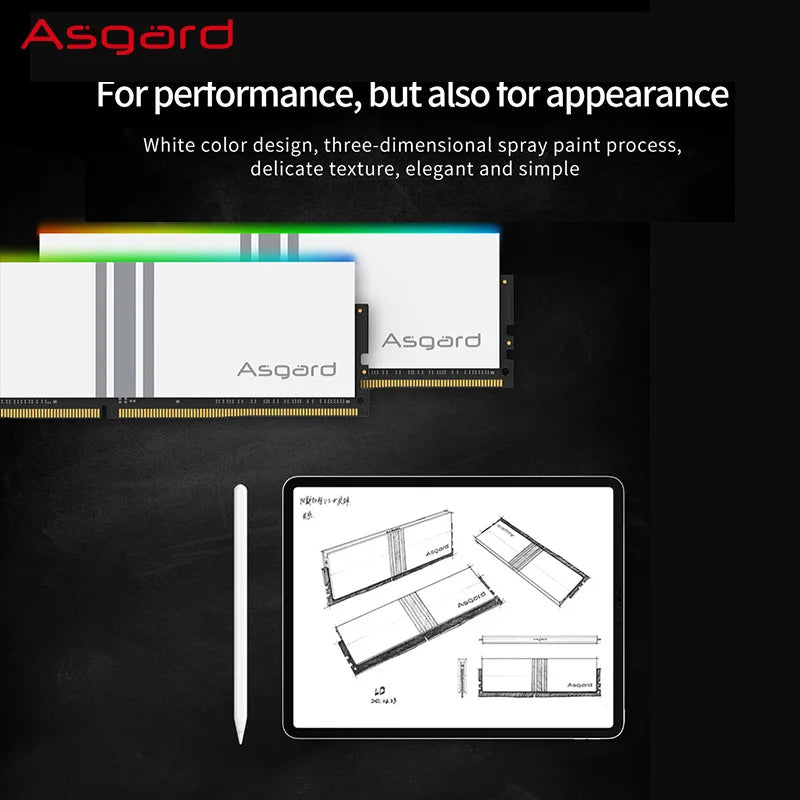 Asgard  Valkyrie  Memory DDR4 RAM PC 8GBX2 16GB 32GB 3200MHz 3600MHz RGB RAM White heatsink OC Performance for Desktop