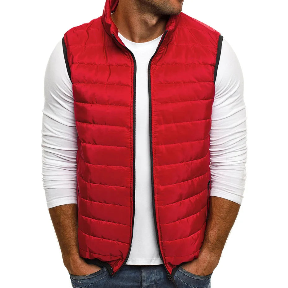 Aiwetin Men' Sleeveless Vest Jackets Winter Fashion Male Cotton-Padded Vest Coats Men Stand Collar Warm Waistcoats Clothing 5XL