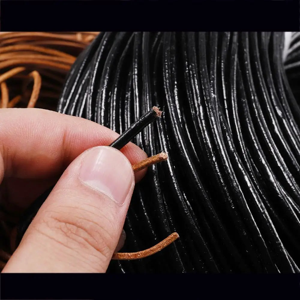 5 Meters/Lot 1-6mm Genuine Cow Leather Round Thong Cord DIY Bracelet Findings Rope String For Jewelry Making