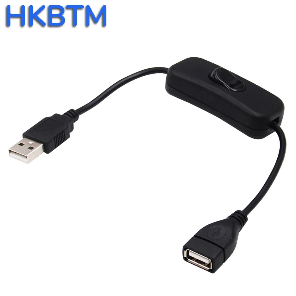 HKBTM 28cm USB Cable with Switch ON/OFF Cable Extension Toggle for USB Lamp USB Fan Power Supply Line Durable HOT SALE Adapter