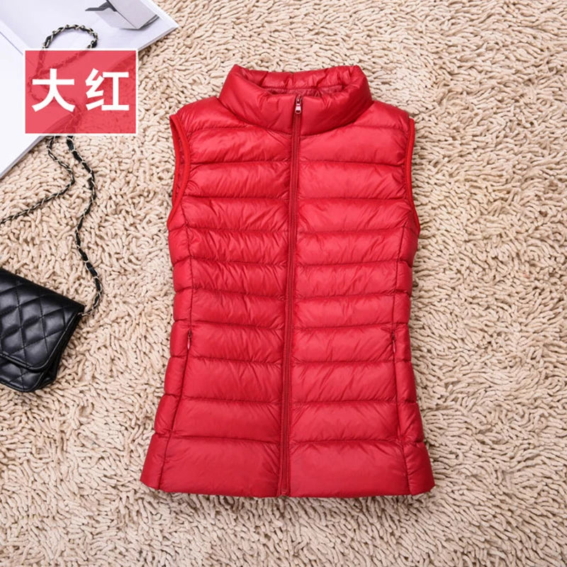 Ultralight Down Vest Women 2021 New Sleeveless Women Duck Down Waistcoat Puffy Padded Warm Vest Jacket Windproof Warm Portable