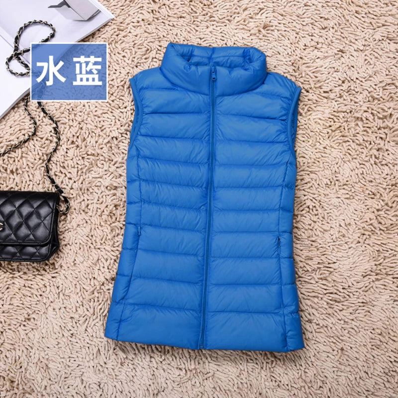 Ultralight Down Vest Women 2021 New Sleeveless Women Duck Down Waistcoat Puffy Padded Warm Vest Jacket Windproof Warm Portable