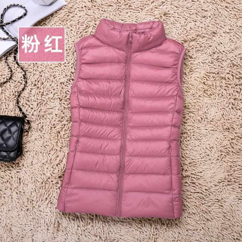 Ultralight Down Vest Women 2021 New Sleeveless Women Duck Down Waistcoat Puffy Padded Warm Vest Jacket Windproof Warm Portable