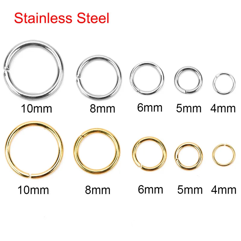 100pcs PVD Never Fade Stainless Steel Open Jump Rings 4/5/6/8/10mm Split Rings Connectors Necklace Bracelet Jewelry Accessories