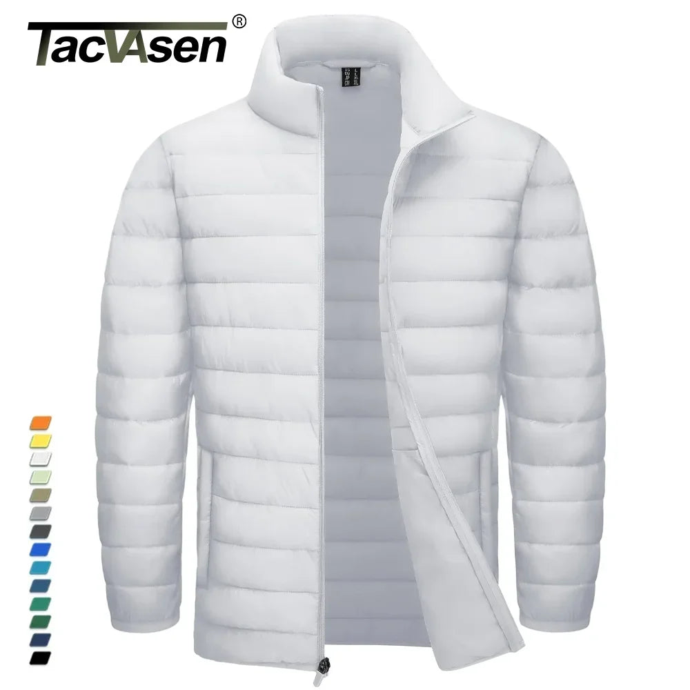 TACVASEN Stand Collar Lightweight Puffer Jackets Mens Quilted Jacket Water Resistant Ripstop Down Insulated Windbreaker Coats