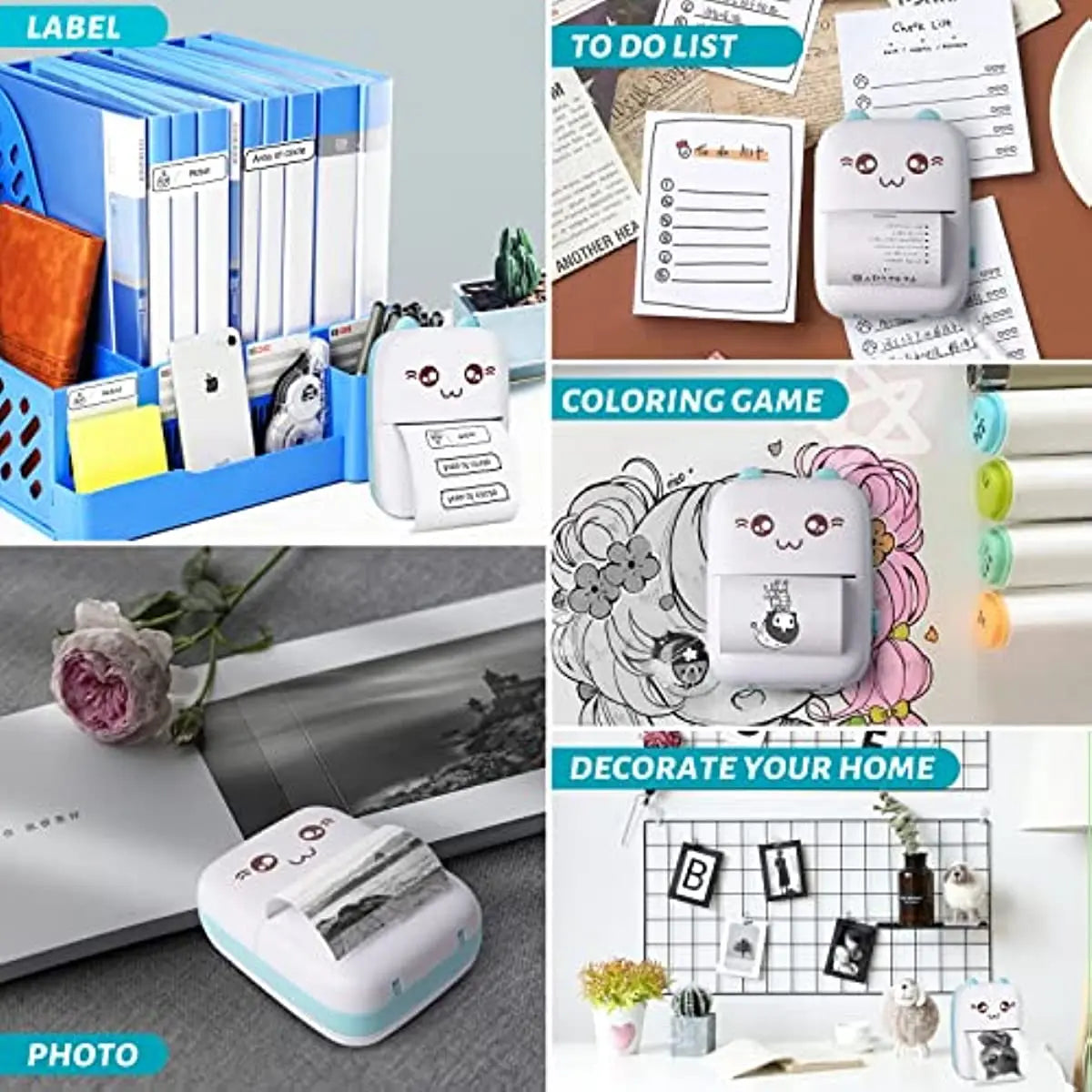 Mini Photo Pocket Printer Portable Ink-free Thermal 57mm Sticker Trans Paper Wireless BT 200dpi Android IOS Printing Machine