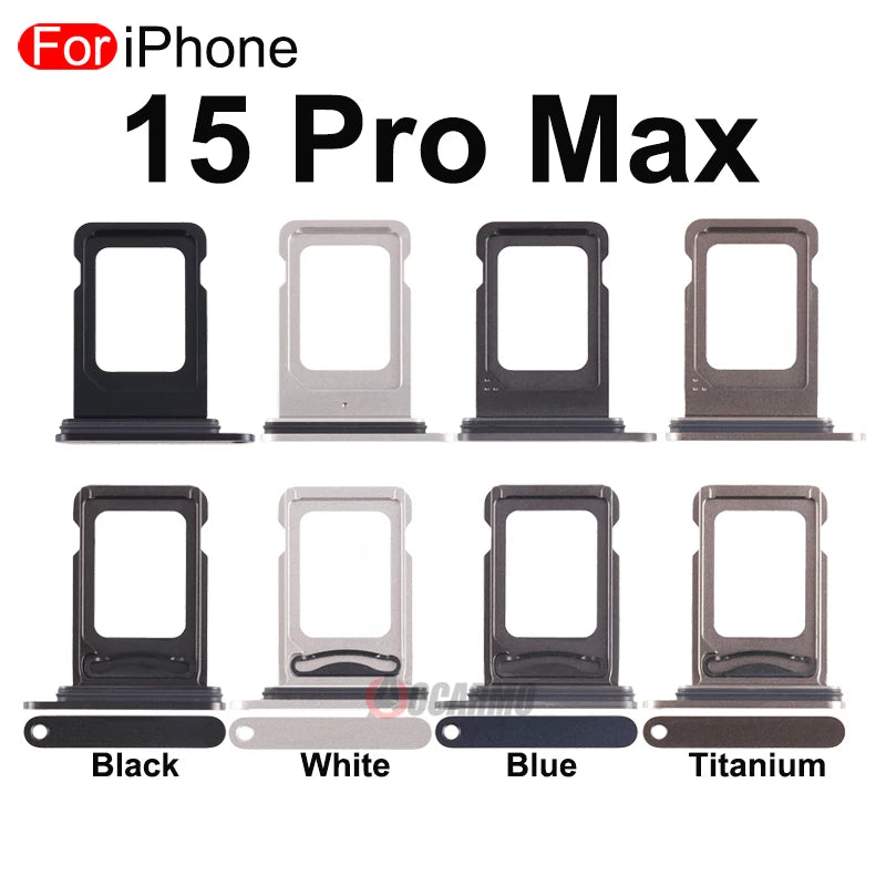 1Pcs/Lot For iPhone 15 Pro Max 15PM Single Dual SIM Card Tray Holder Slot Drawer Replacement Part Black White Blue Titanium