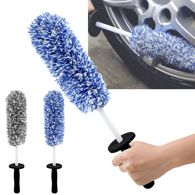 Microfiber Car Wash Brush Cleaning Gloves Plastic Handle Wheel Brush Double-Side Absorbent Clean Glove Car Washing Tool