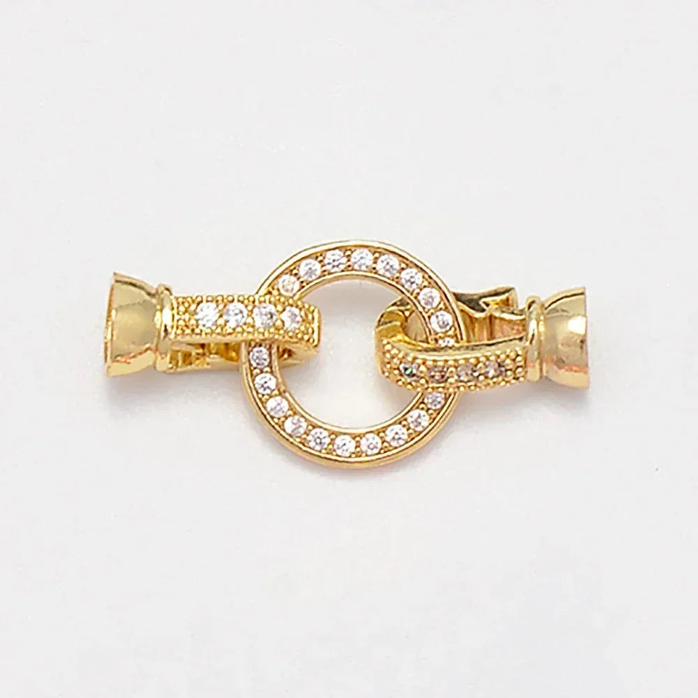 1 Pcs Paved Zircon Connector for Jewelry Making Diy Necklace Bracelet Chain Accessories Gold/Silver Color Round Heart Shape Part