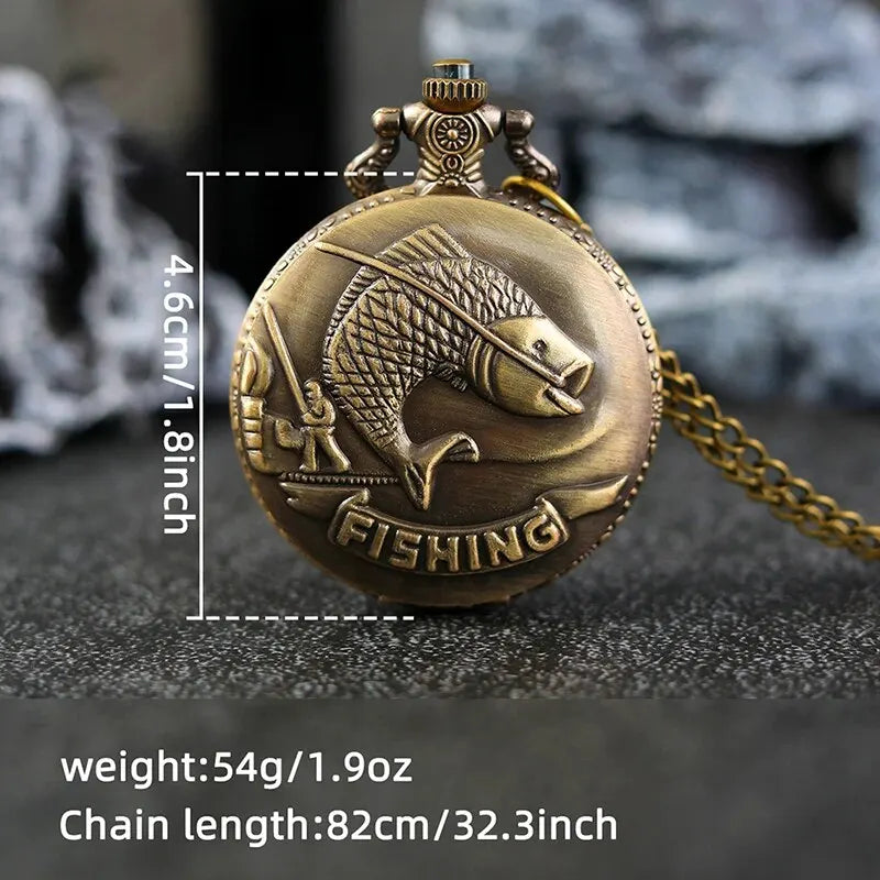 Best Gifts Luxury Gold Quartz Pocket Watch Design Fishes Necklace Pendant Pocket Watch Clock for Mens Womens