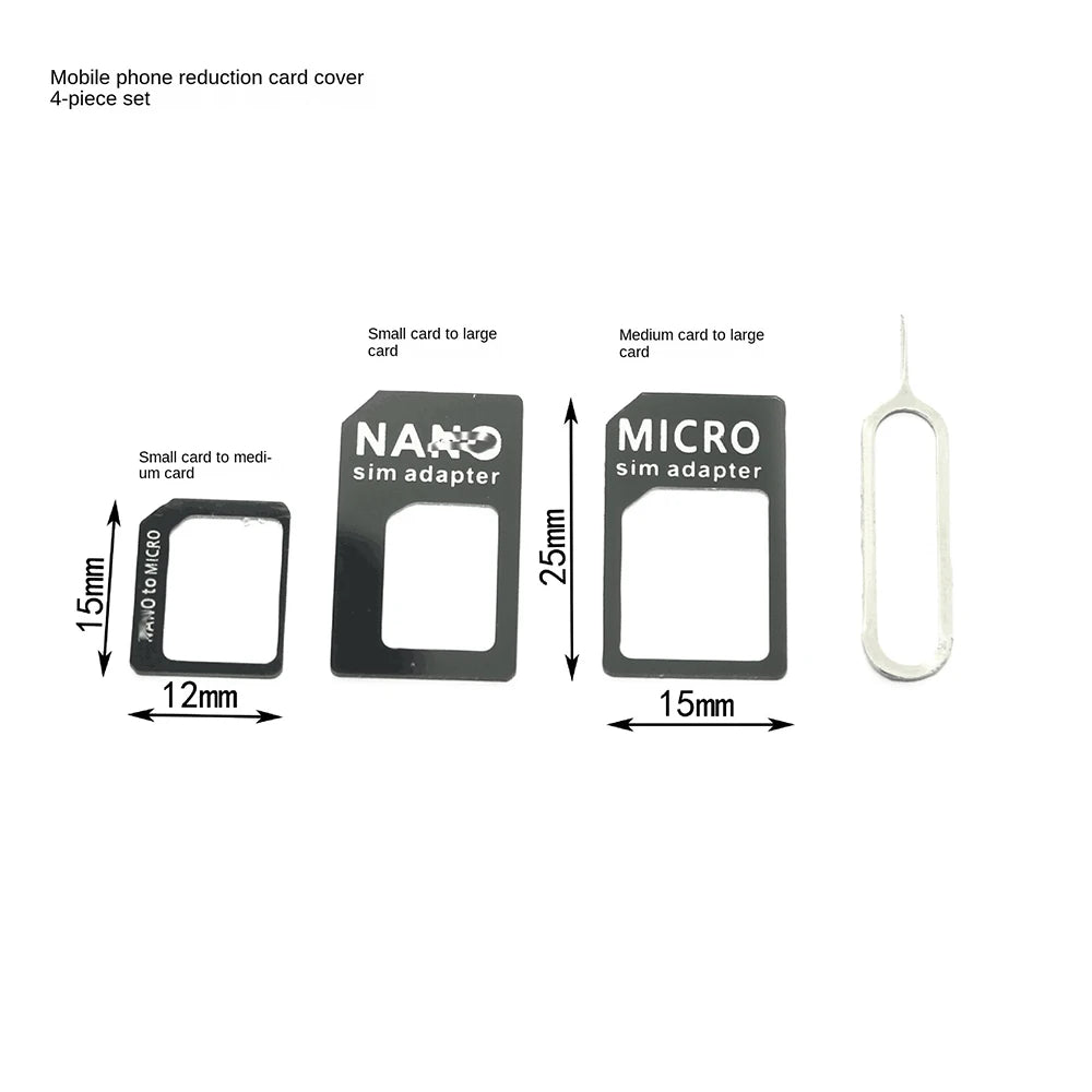 1pcs 4 in1 SIM Card Adapter Nano Micro - Standard Converter Kit with Steel Tray Eject Pin For iPhone Xiaomi Huawei Samsung