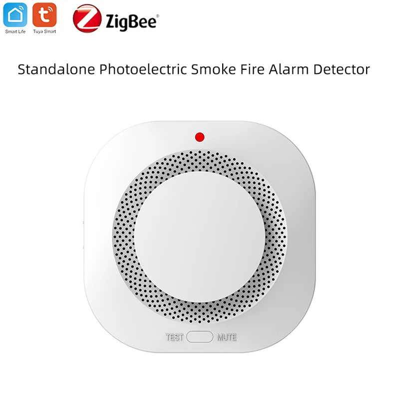 Tuya Zigbee Smart Smoke Detector, Smart Life APP Fire Alarm Sensor Home Security System Firefighters Work for Gateway Hub