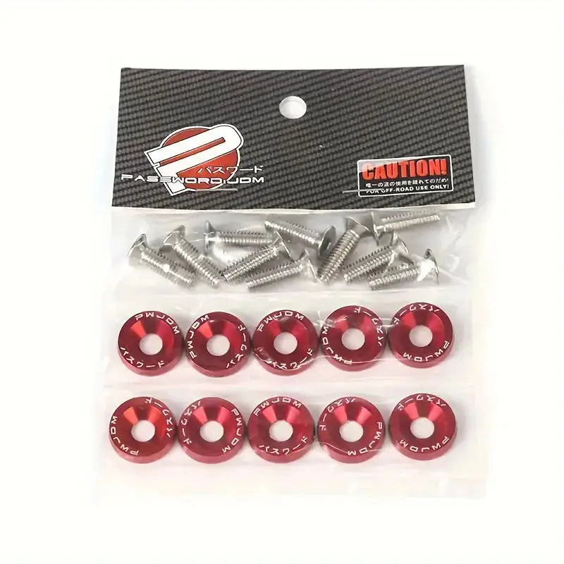 10 PCS M6 Car Modified Fasteners Fender Washer Bumper Engine Concave Screws Fender Washer License Plate Bolts Car Styling Gasket