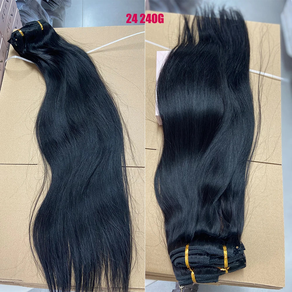 Doreen 160G 200G 240G Volume Series Brazilian Machine Remy Straight Clip In Human Hair Extensions  Full Head 10Pcs 16 to 24 Inch