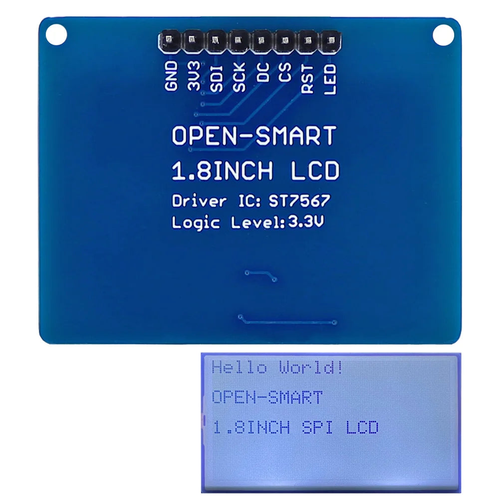 OPEN-SMART With Backlight LED 3.3V 1.8 Inch 128 * 64 Serial SPI Monochrome LCD Shield Breakout Board Module for Arduino