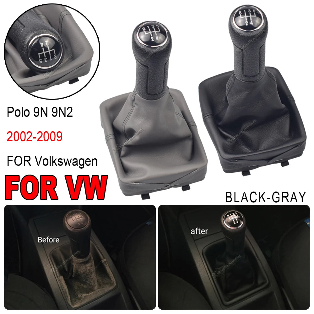 Car Gear Shift Knob Gaiter Boot For Volkswagen VW Polo 9N 9N2 9N3 2002-2009 Auto Manual 5 Speed Transmission Shifter Lever Cover