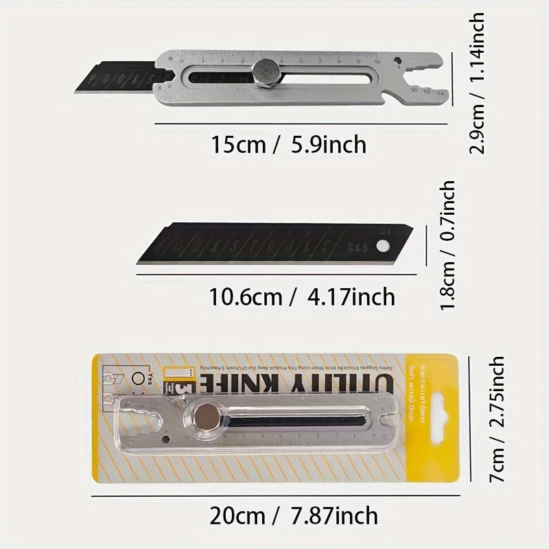 9 IN 1 Multifunctional Utility Knife Stainless Steel All Steel Thickened 18mm Tool Wrench Double-ended Opening Blade