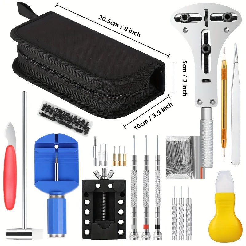 147pcs/set Watchmaker Watch Repair Repairing Tools Kit, Case RemoverOpener Bar Set, Convenience Brand Clock Tool