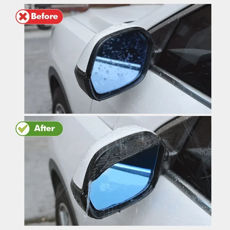 Car Rearview Mirror Rain Eyebrow Carbon Fiber Sun Visor Shade Protector Clear Vision Rain Auto Mirror Organizer Accessories