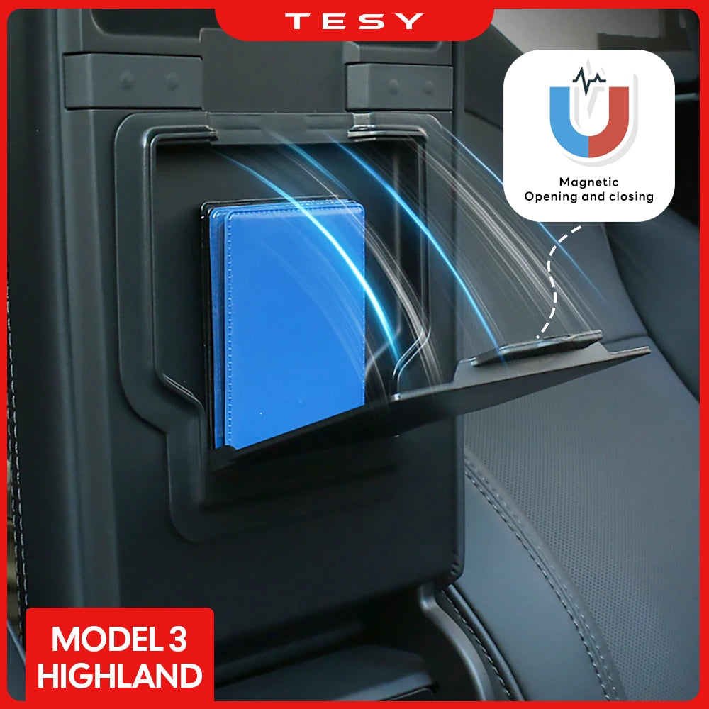 for Tesla Model 3 Highland 2024 Armrest Hidden Magnetic Storage Box ABS Car Interior Accessories Gadgets Organizers Case