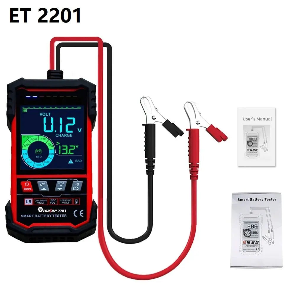 TOOLTOP 12V 24V Car Battery Tester Internal Resistance Load Discharge Current Test 3.2 Inch Color Screen Auto Diagnostic Tools