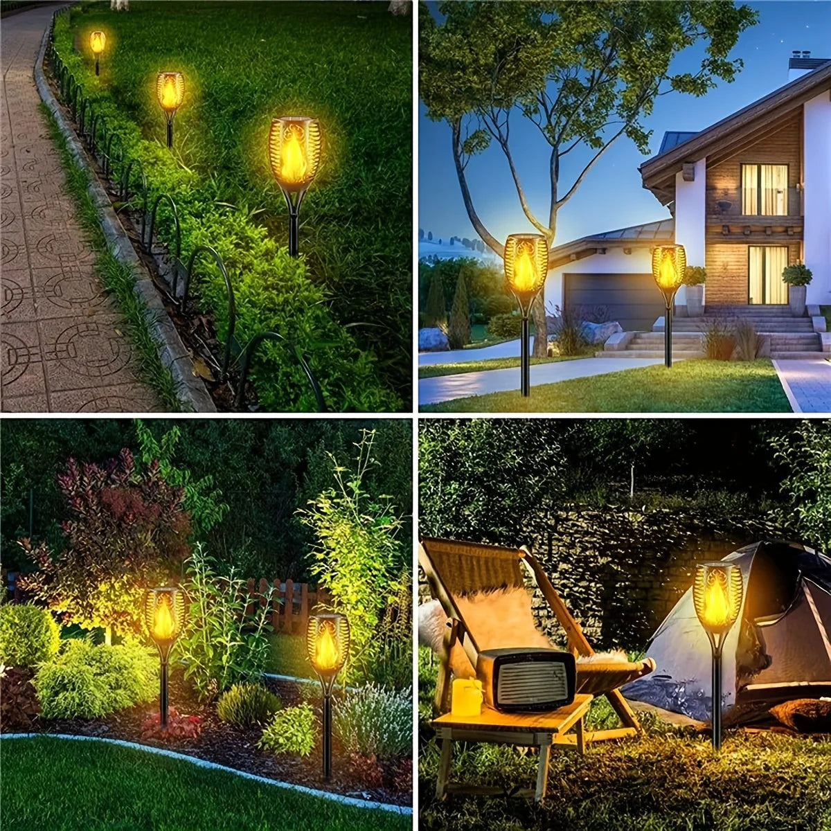 12LED Solar Flame Torch Light Flickering Light Waterproof Garden Decoration Outdoor Lawn Path Yard Patio Floor Lamp