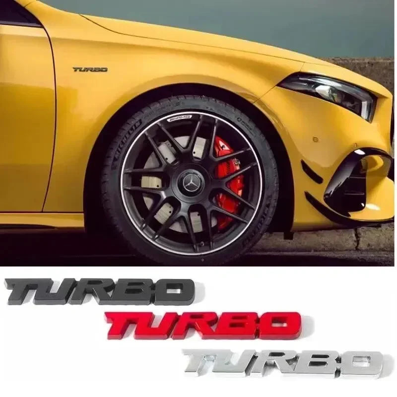 TURBO Car 3D Zinc Alloy Stickers Body Rear Label Side Trim Decals Car Styling Decoration Sticker Auto Exterior Decor Accessories