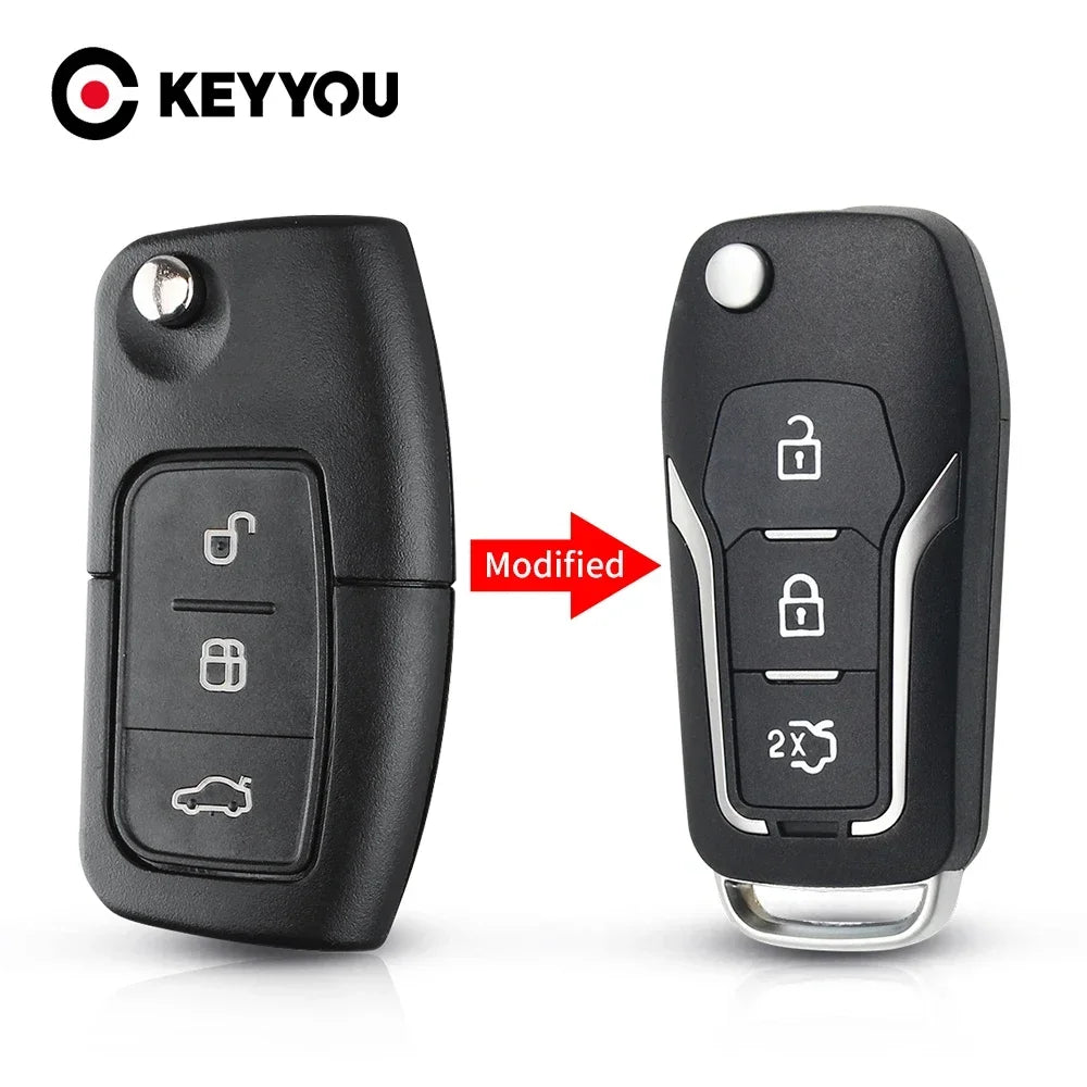 KEYYOU Modified Flip Folding Remote Car Key Shell For Ford Focus Mondeo Fiesta C S Max Galaxy