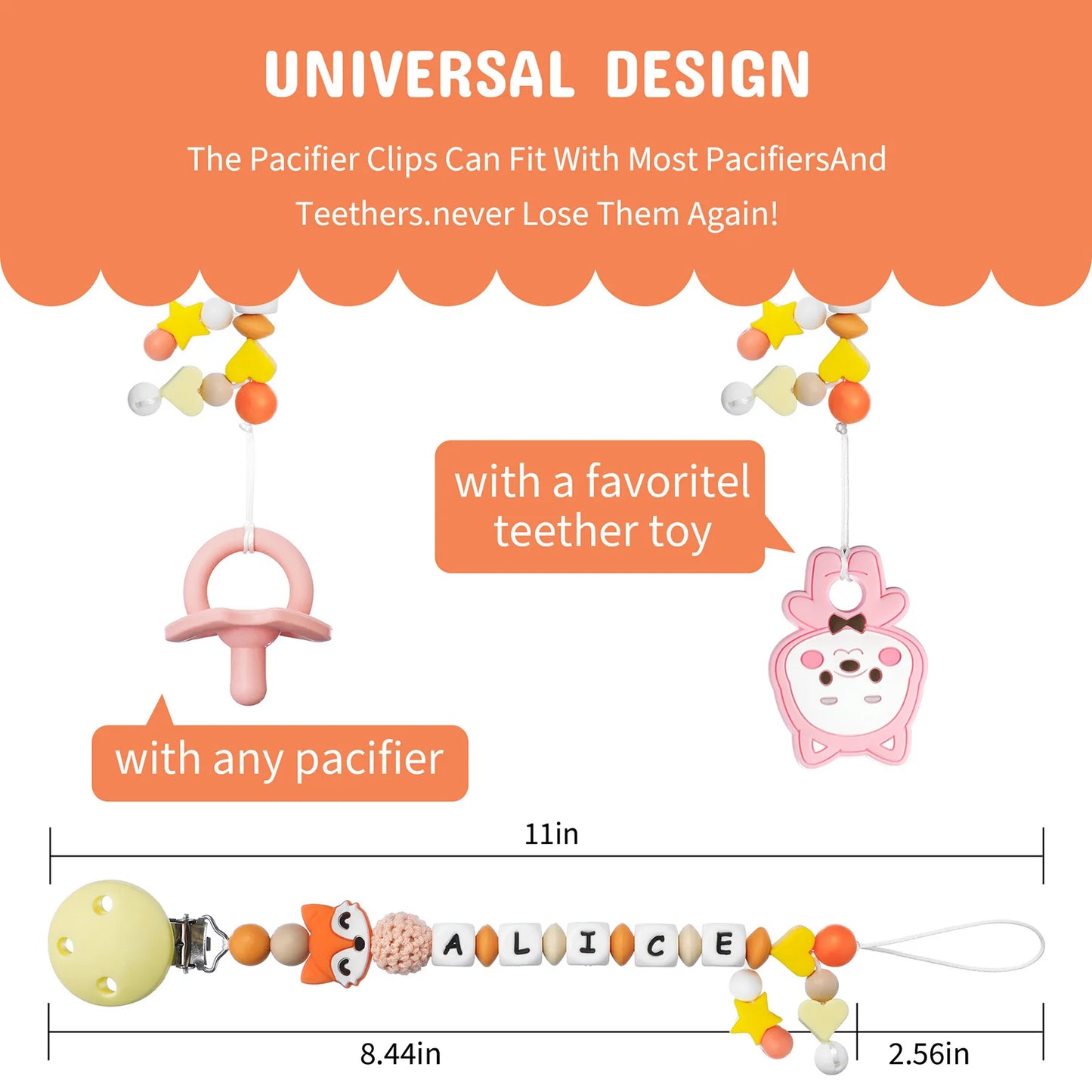 TYRY.HU 1pc DIY Silicone Baby Pacifier Clip Personalised Name Colorful Pacifier Chain Teething BPA Free Silicone Abacus Dummy