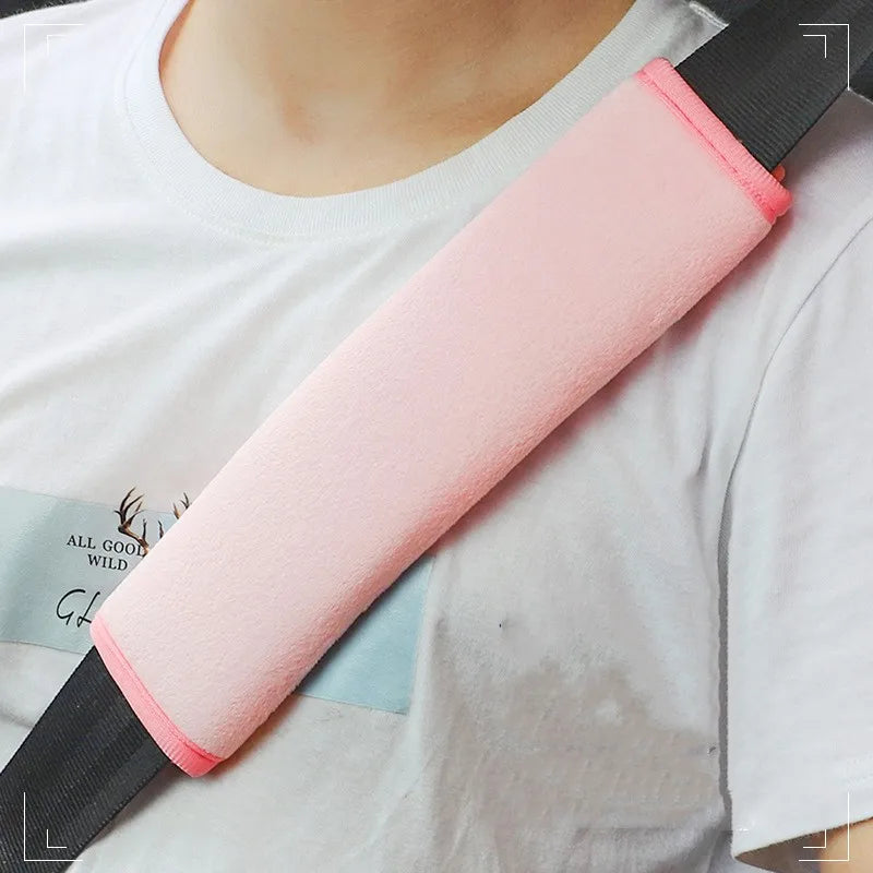 2PCS Black Pink Plush Car Seat Belt Shoulder Protector Crystal Ultra Soft Ice Silk Seat Belt Cover for Children Car Accessories