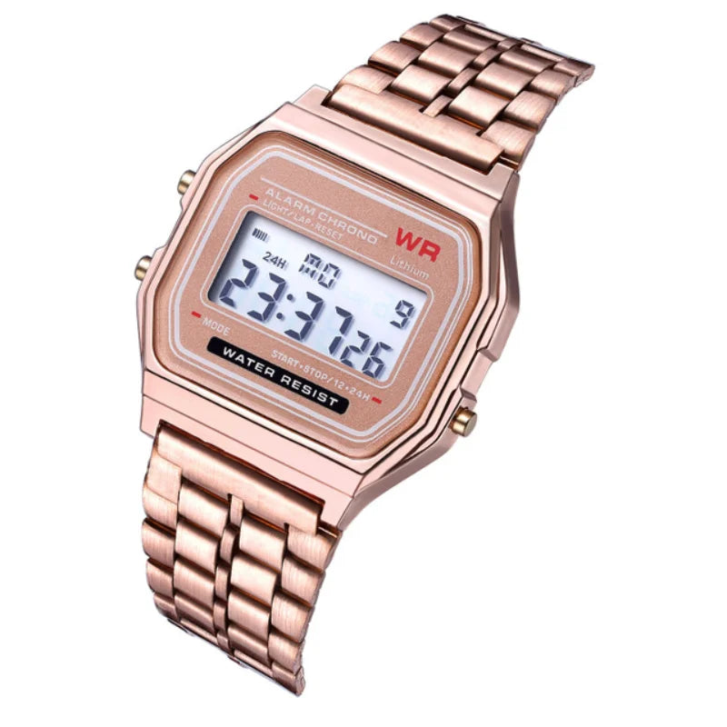 F91W Steel Strap Watches Women Watch Men Business Clock Multifunction LED Digtal Sports Wrist Watch Electronic Clock Electron wi